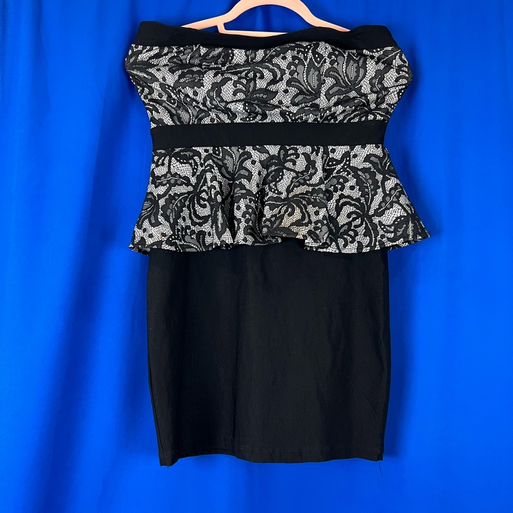 Black strapless mini dress